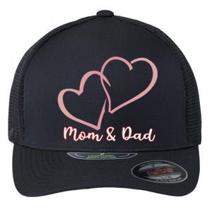 I Love You Mom And Dad Heart Simple Design Gift Flexfit Unipanel Trucker Cap