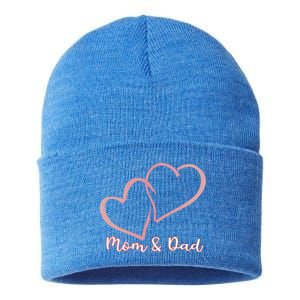 I Love You Mom And Dad Heart Simple Design Gift Sustainable Knit Beanie