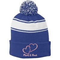 I Love You Mom And Dad Heart Simple Design Gift Stripe Pom Pom Beanie