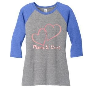 I Love You Mom And Dad Heart Simple Design Gift Women's Tri-Blend 3/4-Sleeve Raglan Shirt