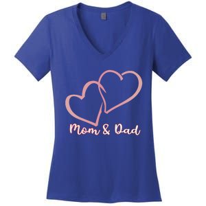 I Love You Mom And Dad Heart Simple Design Gift Women's V-Neck T-Shirt