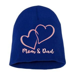 I Love You Mom And Dad Heart Simple Design Gift Short Acrylic Beanie