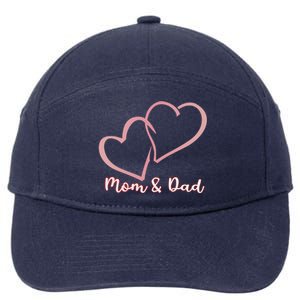 I Love You Mom And Dad Heart Simple Design Gift 7-Panel Snapback Hat