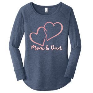 I Love You Mom And Dad Heart Simple Design Gift Women's Perfect Tri Tunic Long Sleeve Shirt