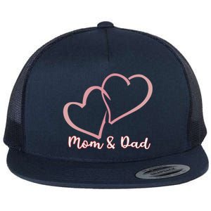 I Love You Mom And Dad Heart Simple Design Gift Flat Bill Trucker Hat