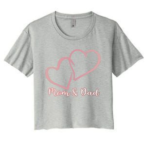 I Love You Mom And Dad Heart Simple Design Gift Women's Crop Top Tee