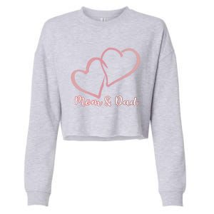 I Love You Mom And Dad Heart Simple Design Gift Cropped Pullover Crew