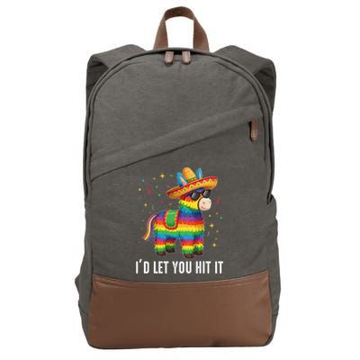 Id Let You Hit It Funny Pinata Sombrero Rainbow Fiesta Gift Cotton Canvas Backpack