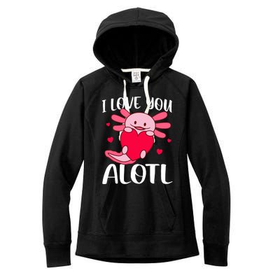 I Love You Alotl Heart Funny Valentines Day Axolotl Girl Women's Fleece Hoodie