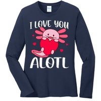 I Love You Alotl Heart Funny Valentines Day Axolotl Girl Ladies Long Sleeve Shirt