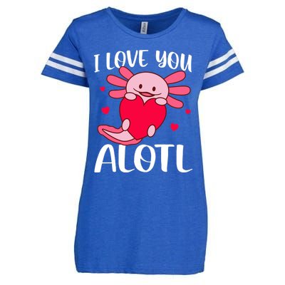 I Love You Alotl Heart Funny Valentines Day Axolotl Girl Enza Ladies Jersey Football T-Shirt