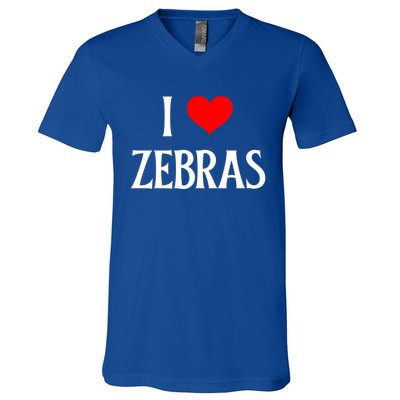 I Love Zebras I Heart Zebras Zebra Lover Equidae Wild Horse Funny Gift V-Neck T-Shirt