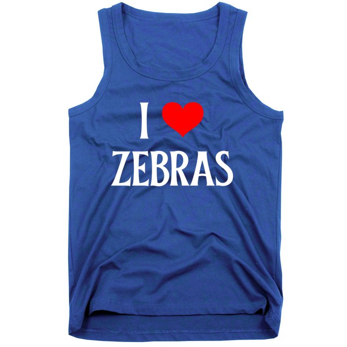 I Love Zebras I Heart Zebras Zebra Lover Equidae Wild Horse Funny Gift Tank Top