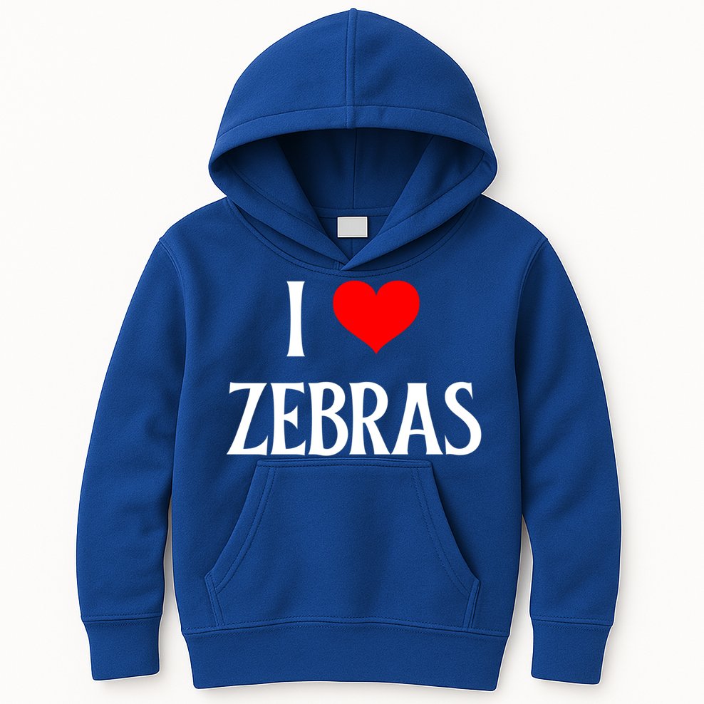 I Love Zebras I Heart Zebras Zebra Lover Equidae Wild Horse Funny Gift Kids Hoodie
