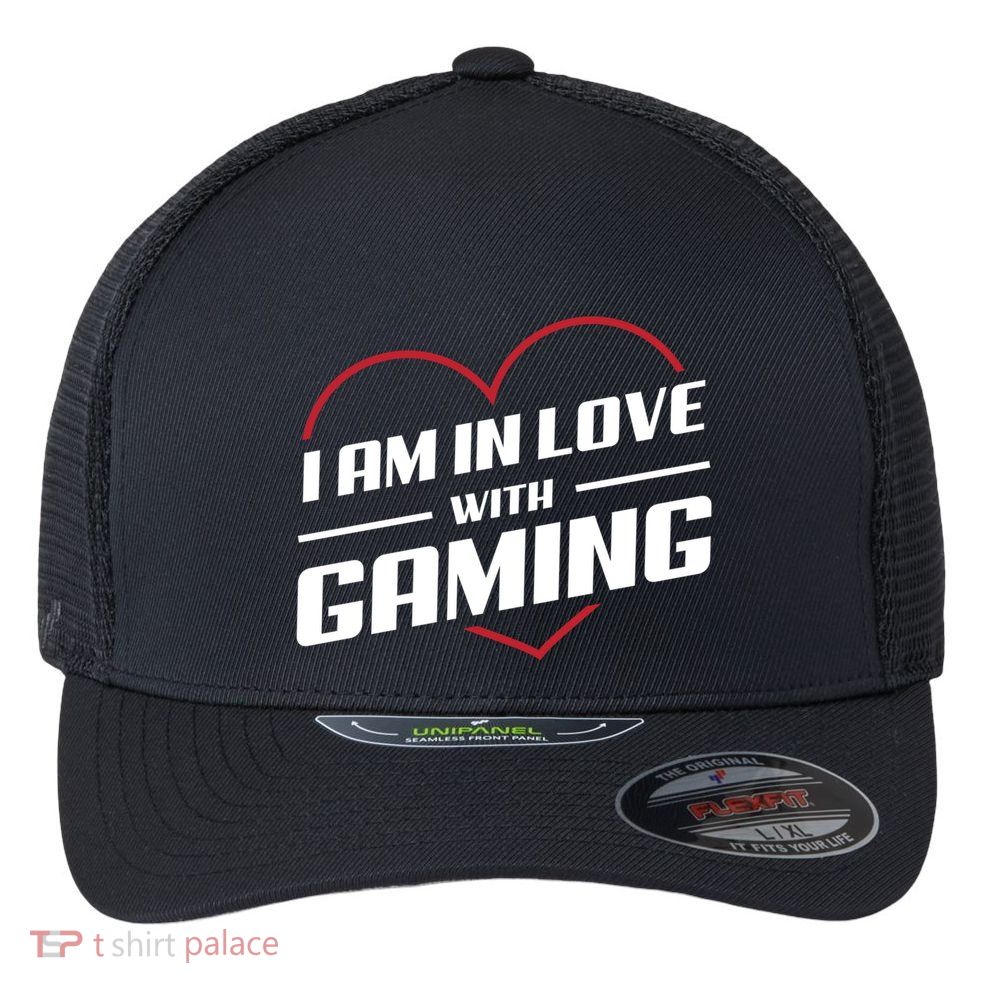 Ich Liebe Zocken! I Am In Love With Gaming! Gaming Console Cool Gift Flexfit Unipanel Trucker Cap