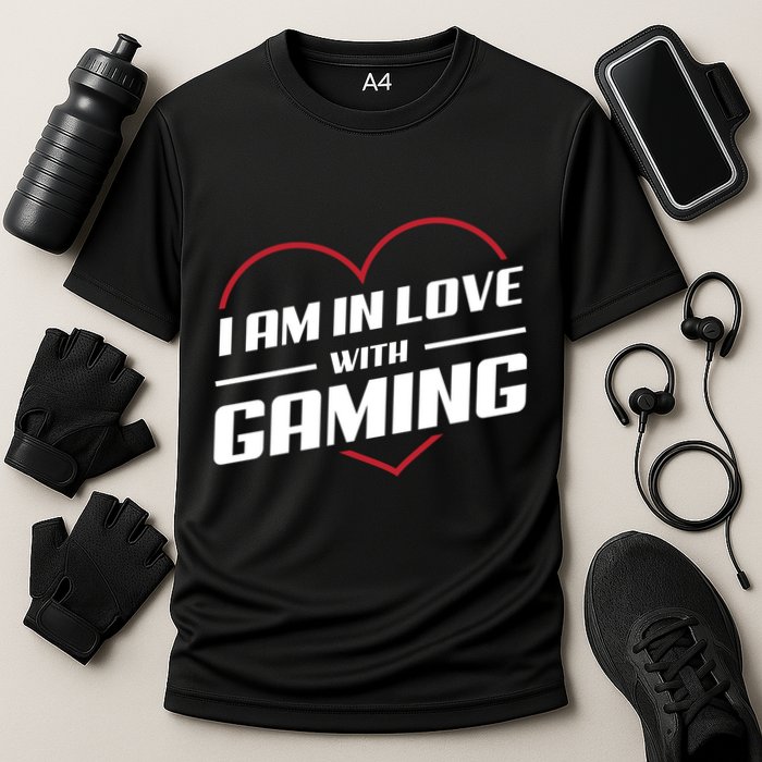 Ich Liebe Zocken! I Am In Love With Gaming! Gaming Console Cool Gift Cooling Performance Crew T-Shirt