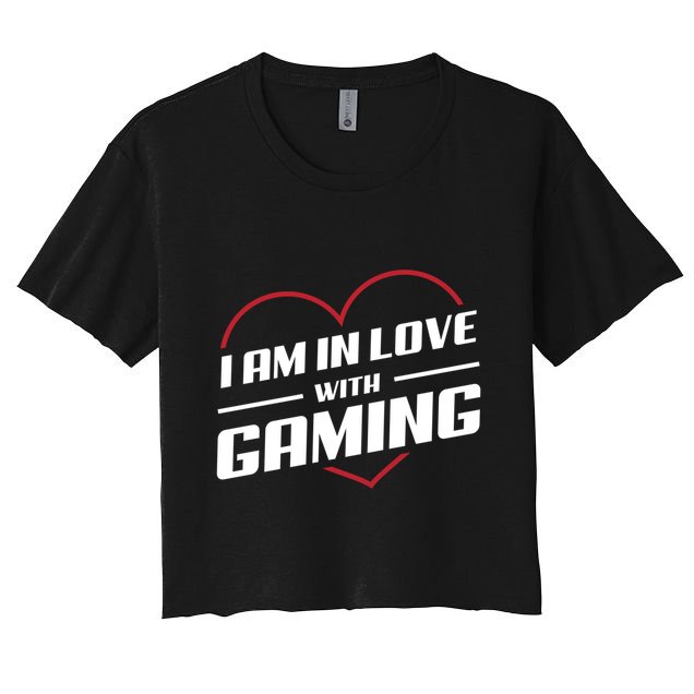 Ich Liebe Zocken! I Am In Love With Gaming! Gaming Console Cool Gift Women's Crop Top Tee