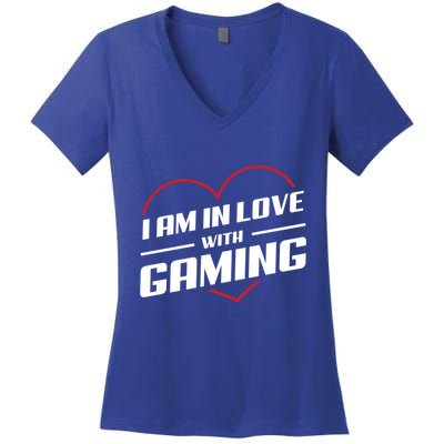 Ich Liebe Zocken! I Am In Love With Gaming! Gaming Console Cool Gift Women's V-Neck T-Shirt