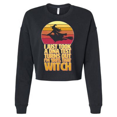 I'm 100 That Witch DNA Test Funny Halloween Cropped Pullover Crew