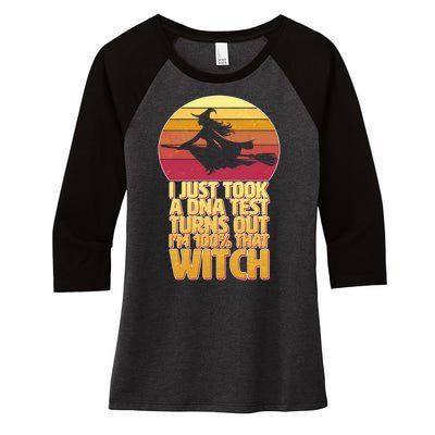 I'm 100 That Witch DNA Test Funny Halloween Women's Tri-Blend 3/4-Sleeve Raglan Shirt