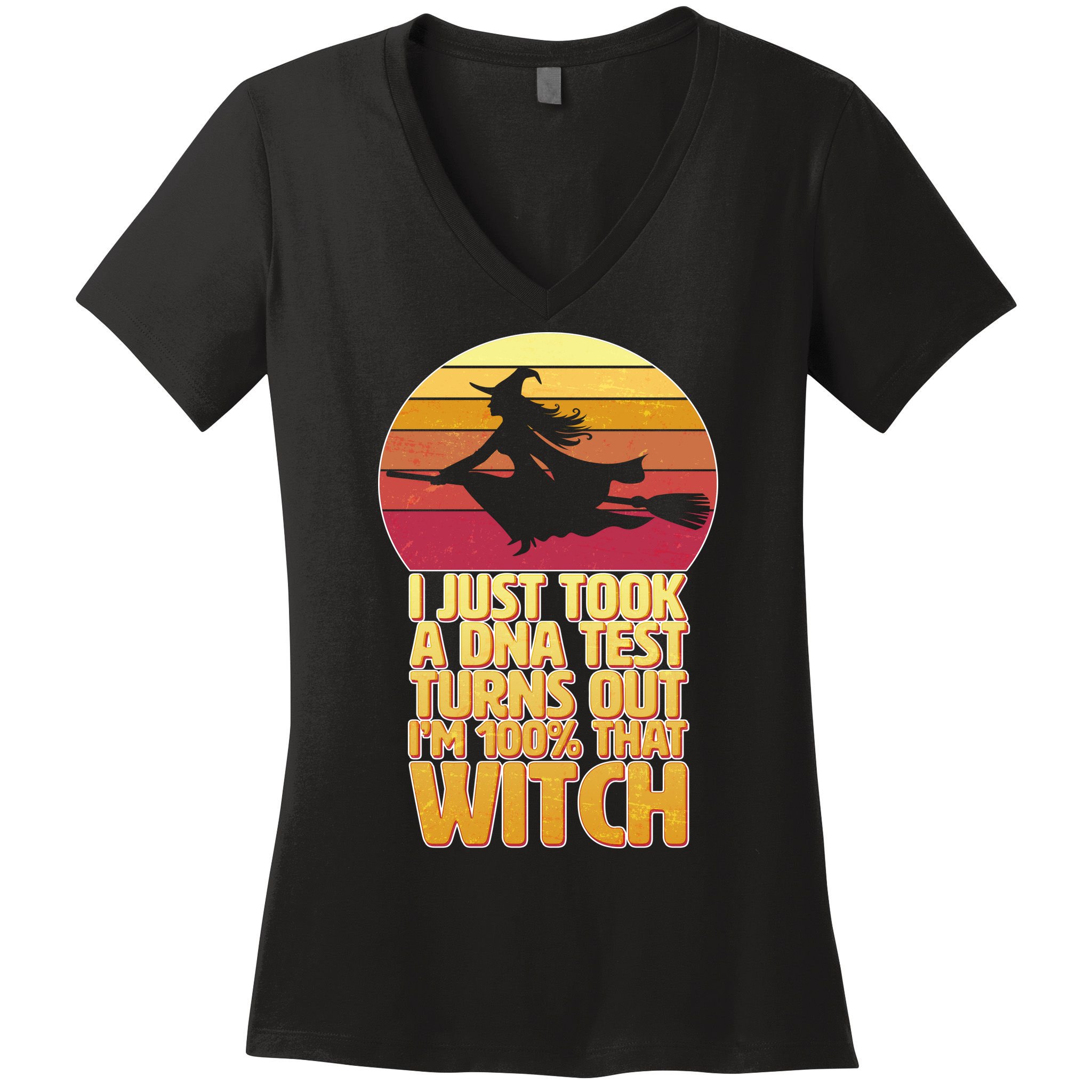 I'm 100 That Witch DNA Test Funny Halloween Women's V-Neck T-Shirt
