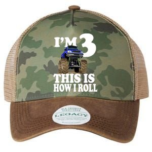 I'm 3 This Is How I Roll Monster Truck Legacy Tie Dye Trucker Hat