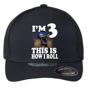 I'm 3 This Is How I Roll Monster Truck Flexfit Unipanel Trucker Cap