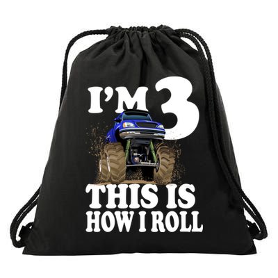 I'm 3 This Is How I Roll Monster Truck Drawstring Bag