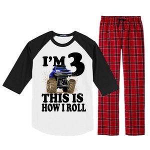 I'm 3 This Is How I Roll Monster Truck Raglan Sleeve Pajama Set