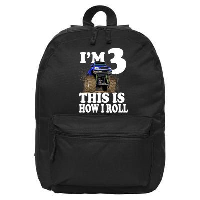 I'm 3 This Is How I Roll Monster Truck 16 in Basic Backpack