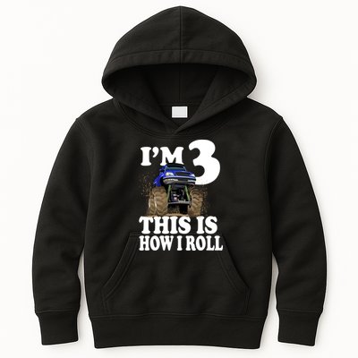 I'm 3 This Is How I Roll Monster Truck Kids Hoodie