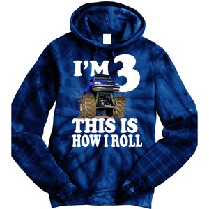 I'm 3 This Is How I Roll Monster Truck Tie Dye Hoodie