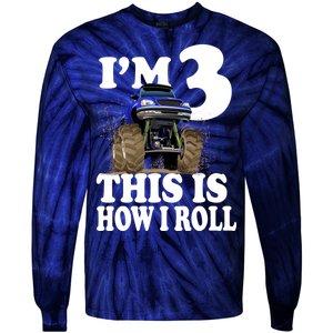 I'm 3 This Is How I Roll Monster Truck Tie-Dye Long Sleeve Shirt