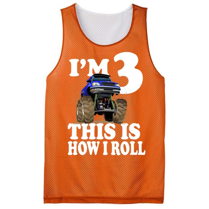 I'm 3 This Is How I Roll Monster Truck Mesh Reversible Basketball Jersey Tank