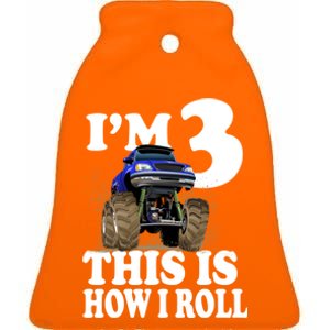 I'm 3 This Is How I Roll Monster Truck Ceramic Bell Ornament