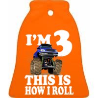 I'm 3 This Is How I Roll Monster Truck Ceramic Bell Ornament