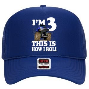 I'm 3 This Is How I Roll Monster Truck High Crown Mesh Back Trucker Hat