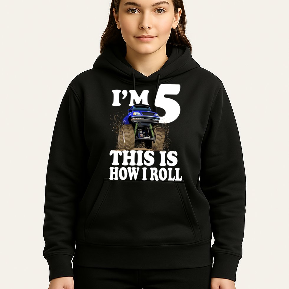 I'm 5 This Is How I Roll Monster Truck Hoodie