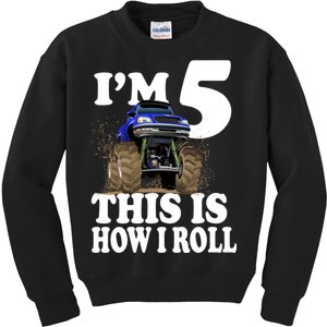 I'm 5 This Is How I Roll Monster Truck Kids Sweatshirt