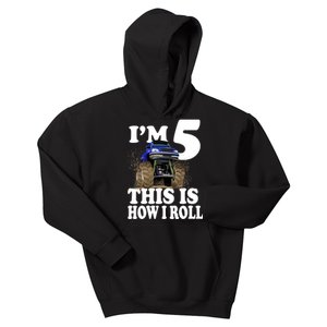 I'm 5 This Is How I Roll Monster Truck Kids Hoodie