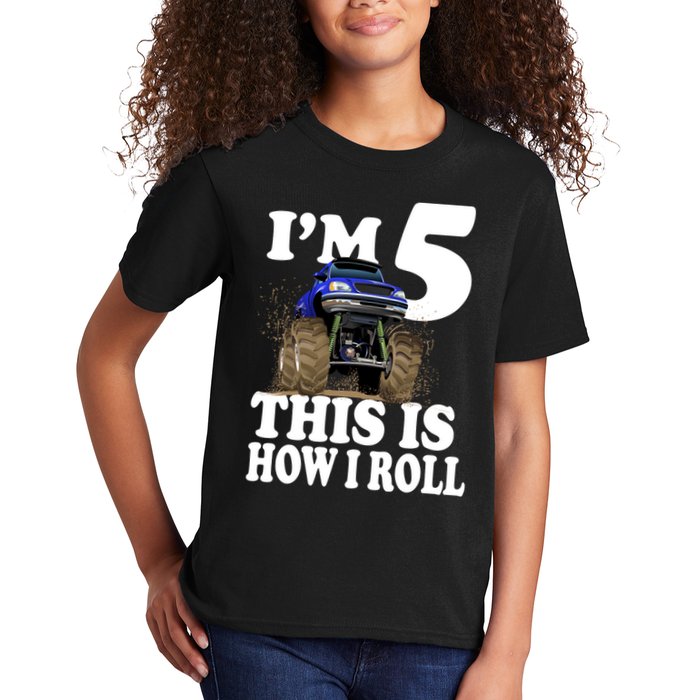 I'm 5 This Is How I Roll Monster Truck Kids T-Shirt