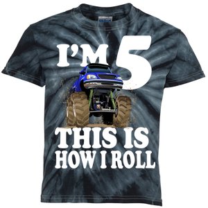 I'm 5 This Is How I Roll Monster Truck Kids Tie-Dye T-Shirt