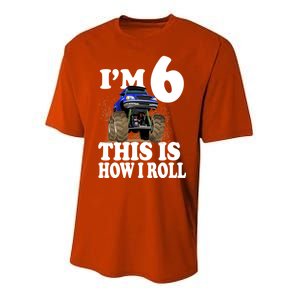 I'm 6 This Is How I Roll Monster Truck Youth Performance Sprint T-Shirt