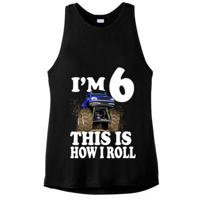 I'm 6 This Is How I Roll Monster Truck Ladies PosiCharge Tri-Blend Wicking Tank