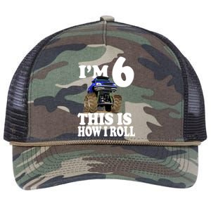 I'm 6 This Is How I Roll Monster Truck Retro Rope Trucker Hat Cap