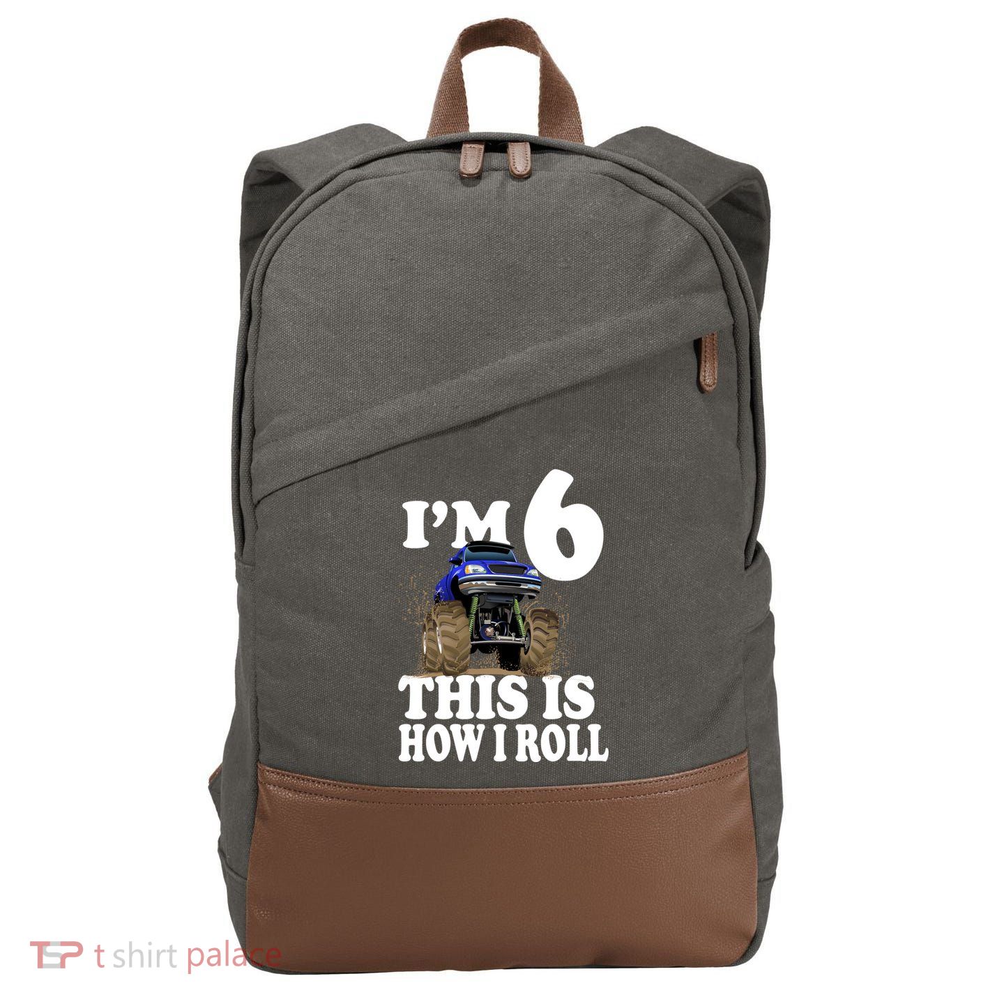 I'm 6 This Is How I Roll Monster Truck Cotton Canvas Backpack
