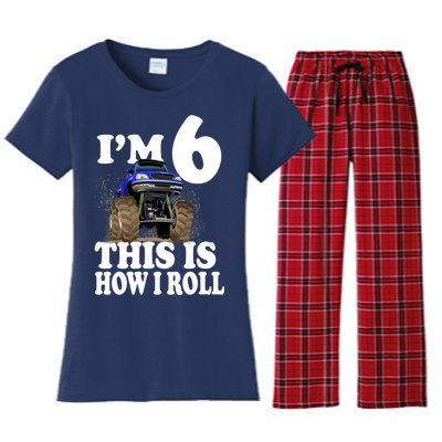 I'm 6 This Is How I Roll Monster Truck Women's Flannel Pajama Set