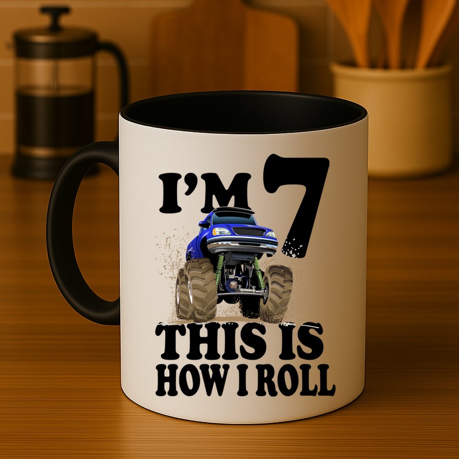 I'm 7 This Is How I Roll Monster Truck Mug