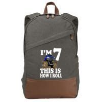 I'm 7 This Is How I Roll Monster Truck Cotton Canvas Backpack