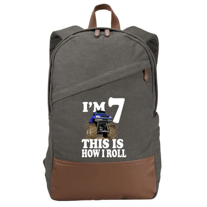 I'm 7 This Is How I Roll Monster Truck Cotton Canvas Backpack